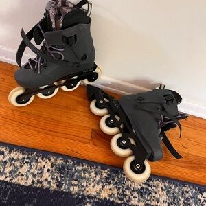Dark Gray Inline Skates with White Wheels